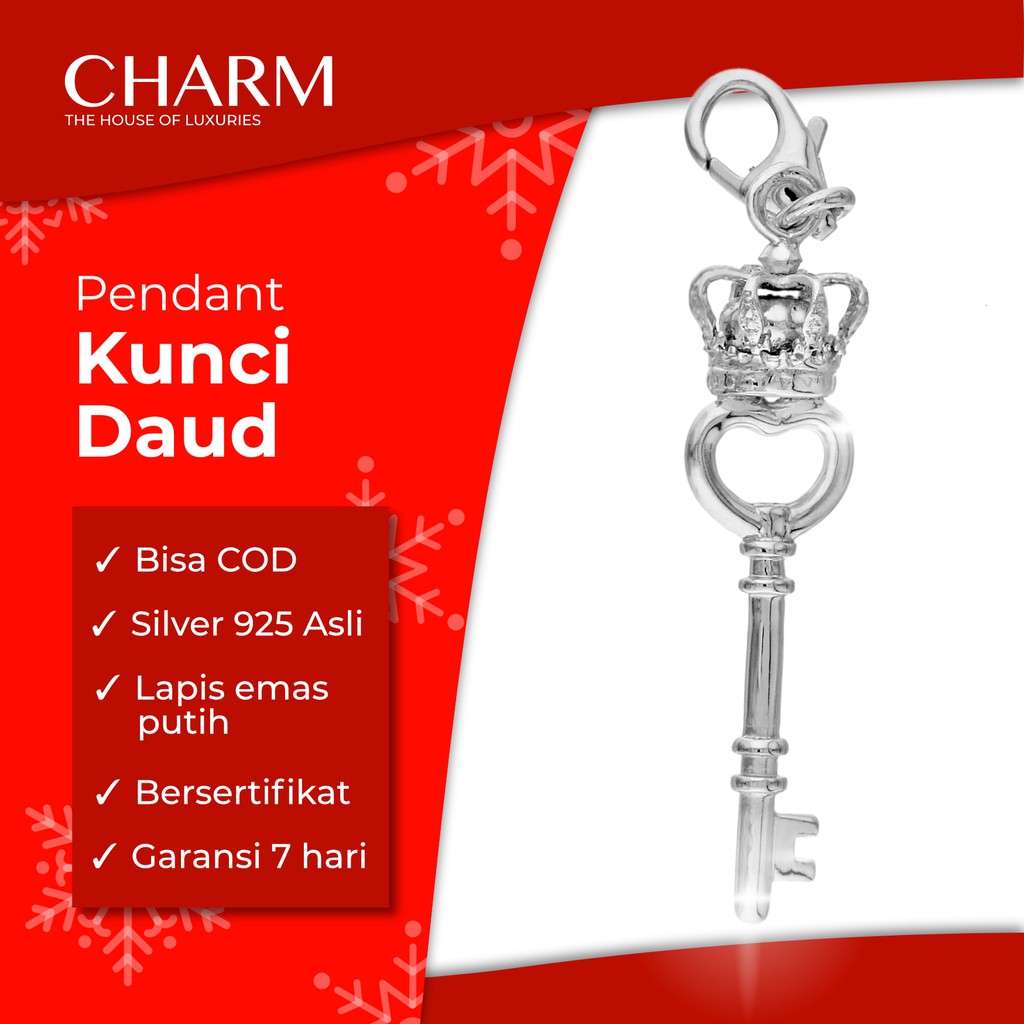 LIONTIN Perhiasan Fashion Silver 925 Emas Putih Model Kunci Daud Charm Jewelries
