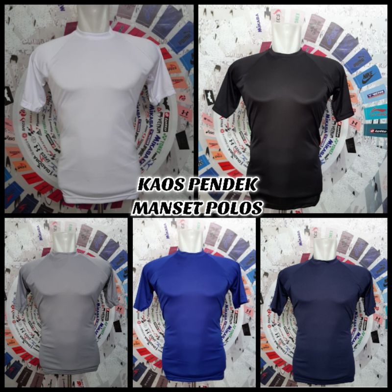 Manset olahraga gym fitnes futsal kaos dalaman pria baselayer short sleeve