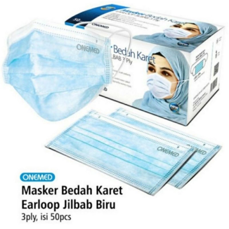 Masker hijab jilbab medis Onemed headloop isi 50pcs