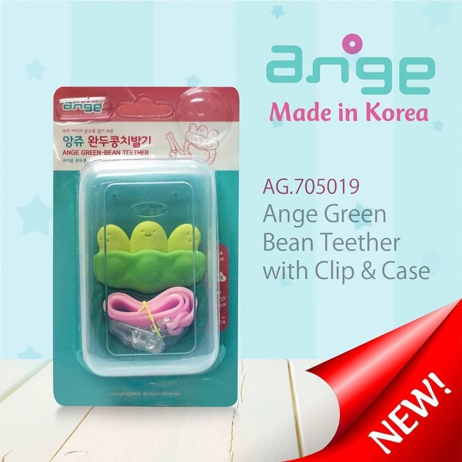 ANGE KOREA GREEN BEAN TEETHER WITH CLIP &amp; CASE AG.705019 / GIGITAN BAYI