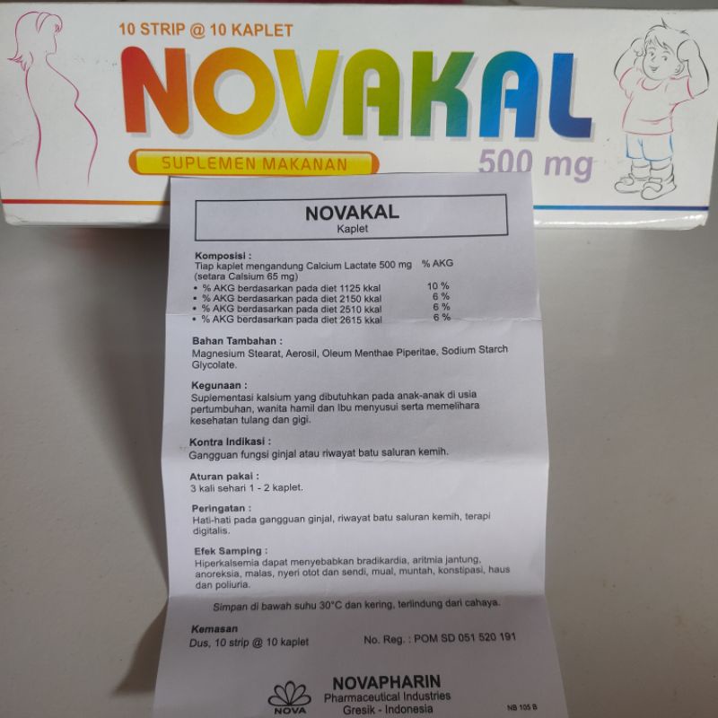 NOVAKAL 500 Mg Strip Suplemen Kalsium Tulang Cegah Osteoporosis