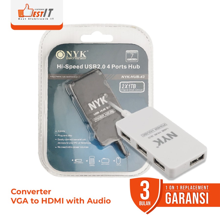 USB Hub NYK 43 Usb 2.0 Support 2TB