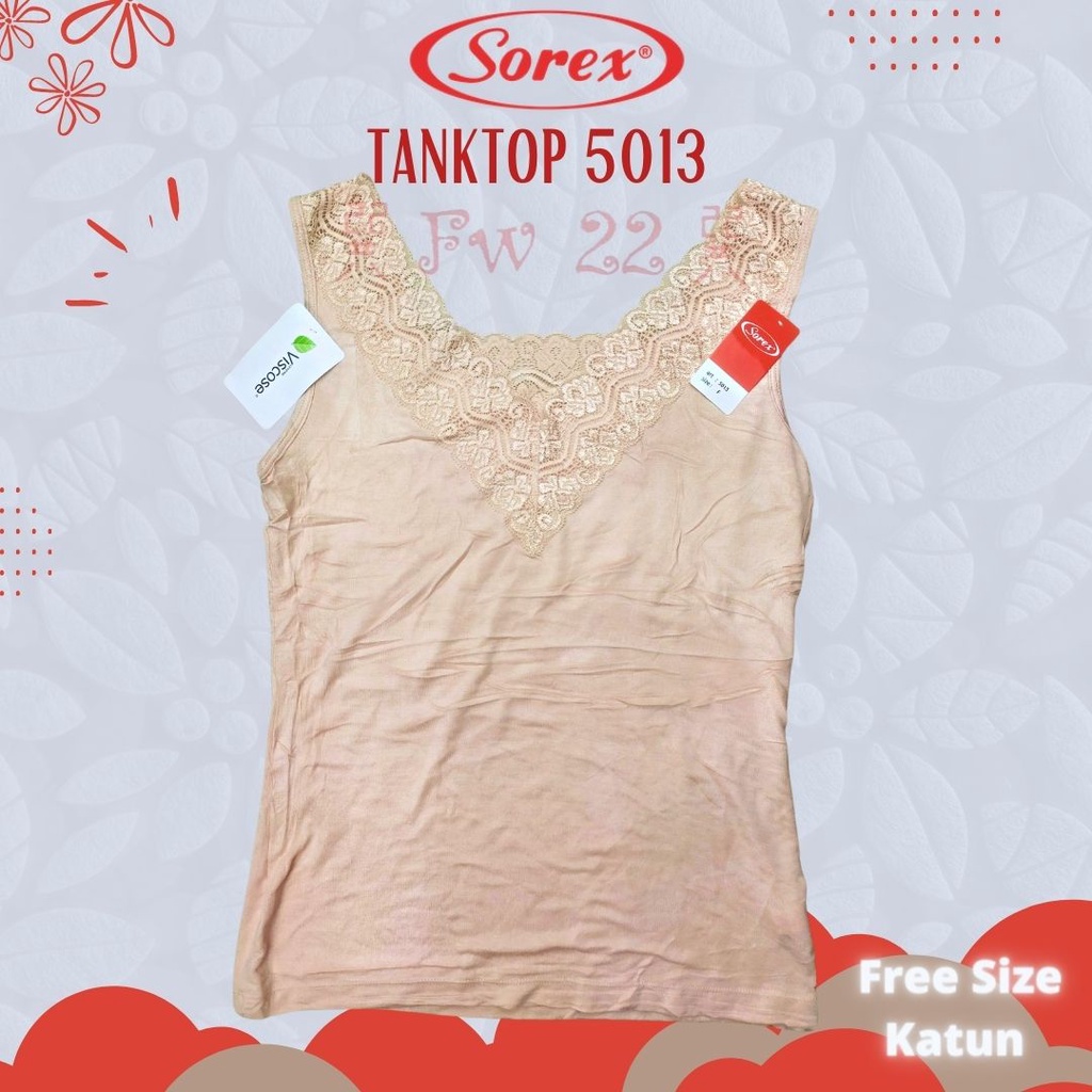 Tanktop Sorex 5013 Berbahan Katun Bambu dengan Leher V Neck dan Berenda