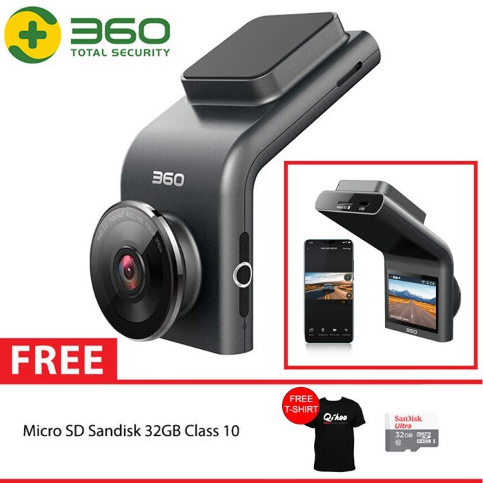 QIHOO G300 360 Dash Camera 1080P Video Night Vision Wide Angle + 32GB