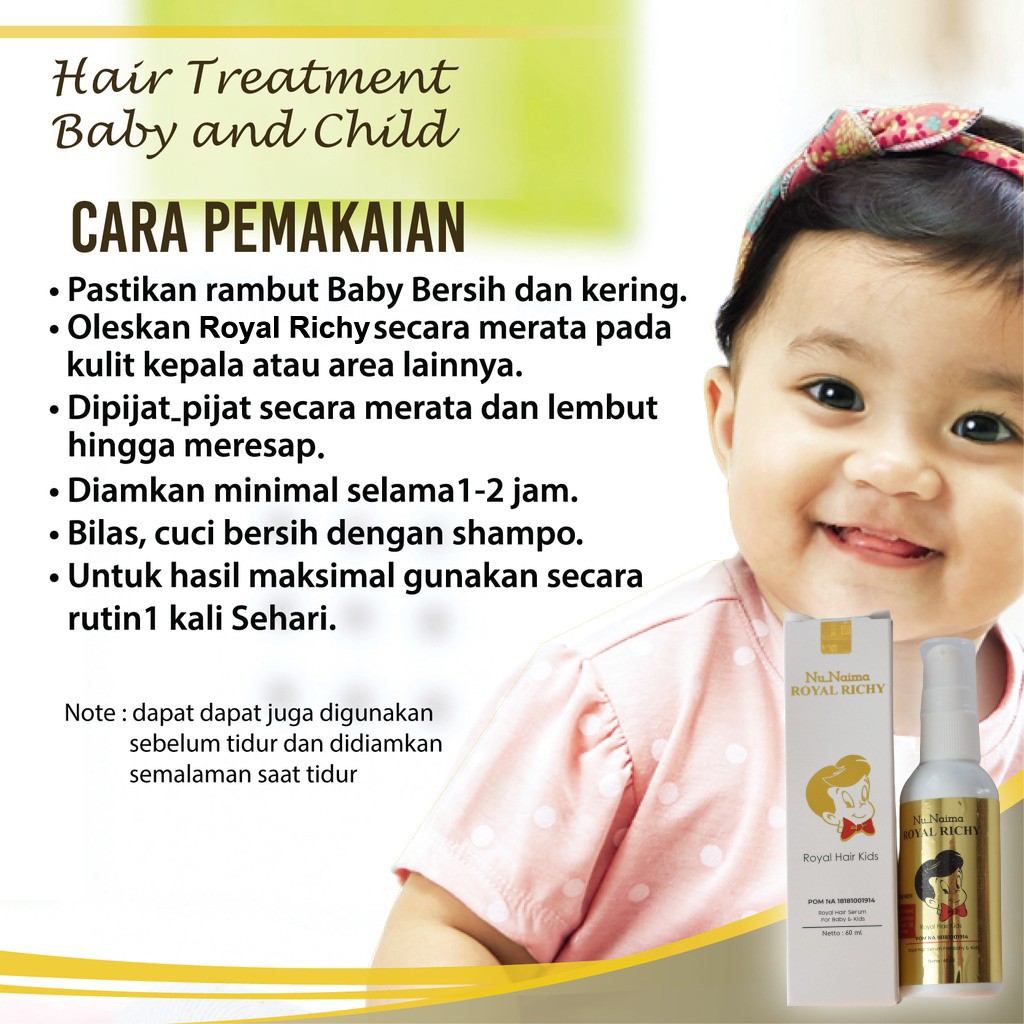 Naufa Royal Richy - Hair Serum Original Minyak Kemiri Penumbuh Pelebat Penyubur Menghitamkan Rambut Bayi Anak Cegah Kebotakan &amp; Kerontokan Isi 60ml