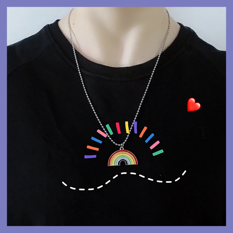 Kalung Liontin Bunga Matahari Warna Pelangi Gaya Hip Hop Punk Korea Untuk Pria Dan Wanita