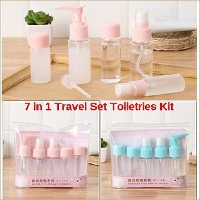 Botol Tempat Kosmetik Sabun Cream Lotion Air Toner Travel Set - 7 in 1