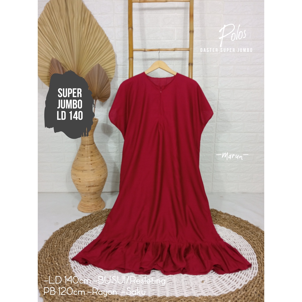 LD 140cm Daster Super Jumbo (42 Motif) (Part 2) dan  Daster Kaftan Viral LD 150cm Ruffle Big Size-Polos Marun