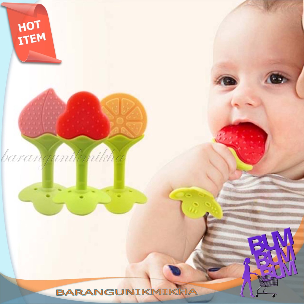 GIGITAN BAYI BUAH / Teether Bahan Silikon / Teether Gigitan Bentuk Buah - BUM