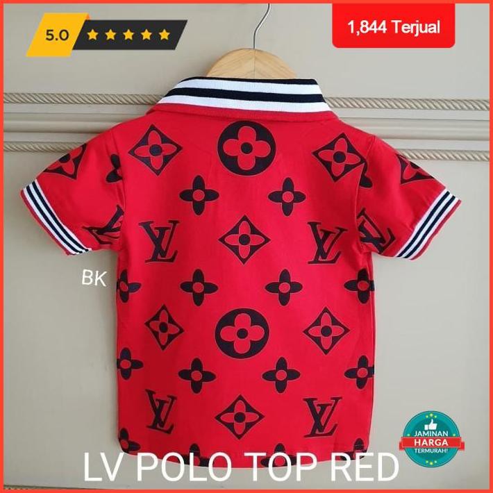 Bajukiddie Lv Polo Top Kaos Anak Polo Branded Import Mewah Hi Quality - Size 2, Red Exclusive