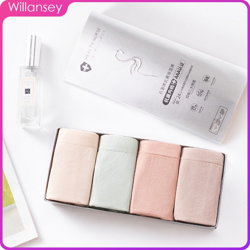 [Set Kotak 4pcs] Celana dalam antibakteri graphene wanita Pakaian Dalam CD Seamless-5