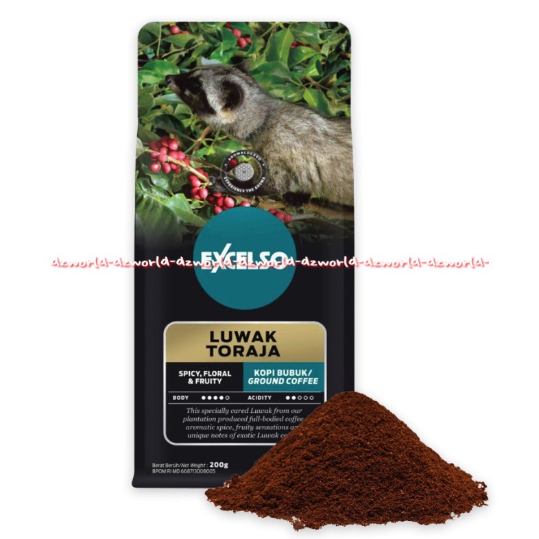 Excelso Luwak Toraja Spicy Floral 200gr Kopi Bubuk Ekselso Exselso Loewak Sulawesi Ground Coffee Luwak Toraja 200 gram