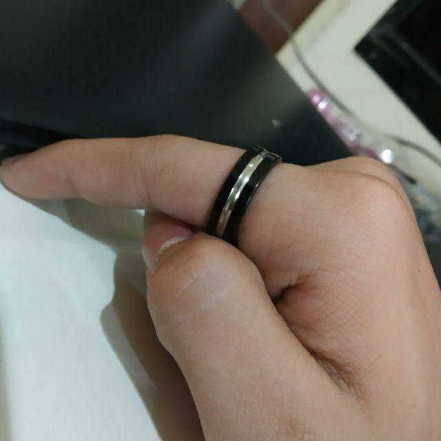 Cincin couple Hitam Titanium Stainless steel list dalam anti karat selamanya Ring Fashion