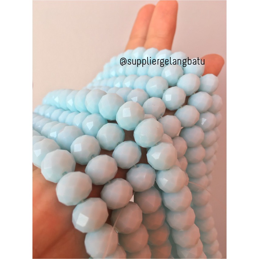 Kristal Ceko kilap 10mm BIRU LAUT aqua aksesris rondele donat payet bahan grosir supplier aksesoris