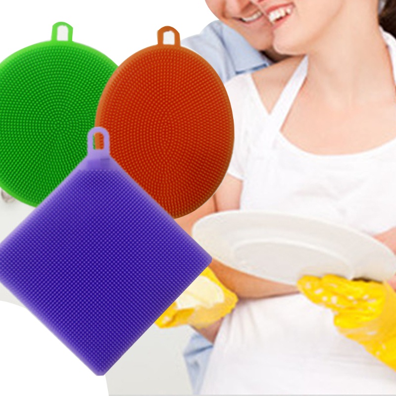 Zzz 3Pcs Sikat Pembersih Alas Cuci Piring Silicon Jamur Spons Alat Peralatan Dapur New