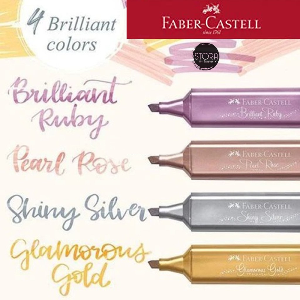 

Faber Castell Textliner 46 Metallic / Highlighter Scrapbook Journal Notes baru original berkilau