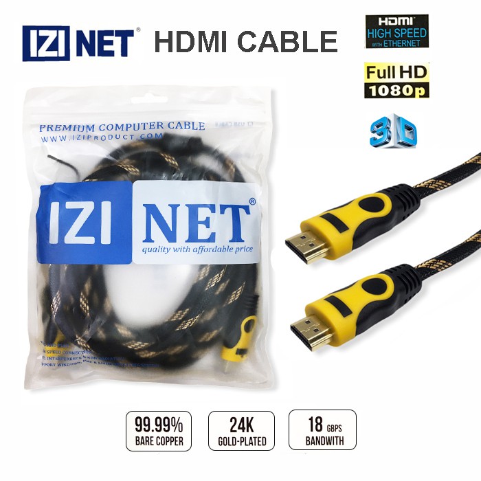 Kabel HDMI Jaring 1.5M Gold Plated 1.5 Meter - IZINET