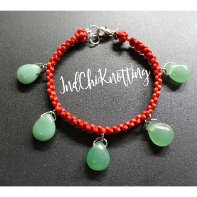Gelang Giok Aventurine Tali Merah