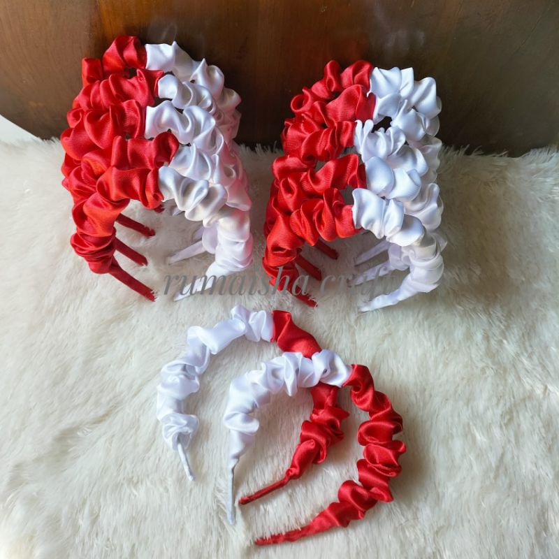 Ready stok bando srunchi merah putih/bando Nagita /bando ala Korea  2 warna edisi merdeka merah-putih  ready stok siap kirim