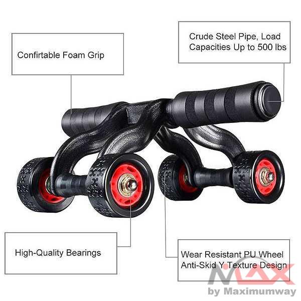 Wheels Abdominal Roller Alat Fitness Equipment Muscle Exercise Body Arm Waist Gym AB Exercise Power Muscle TrainerPower Wheel Alat Fitness Roller / Fitnes / Latihan Perut / Olahraga / Roda / Alat Gym / pitnes