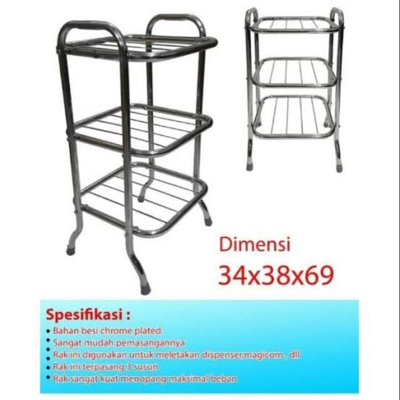 meja dispenser stainless 3 susun / Rak Serbaguna