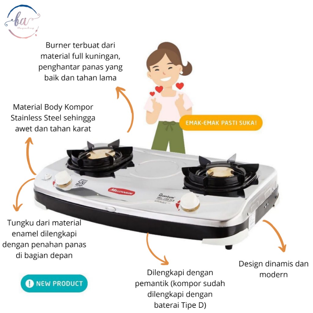 Kompor Gas Quantum 2 Tungku ORIGINAL