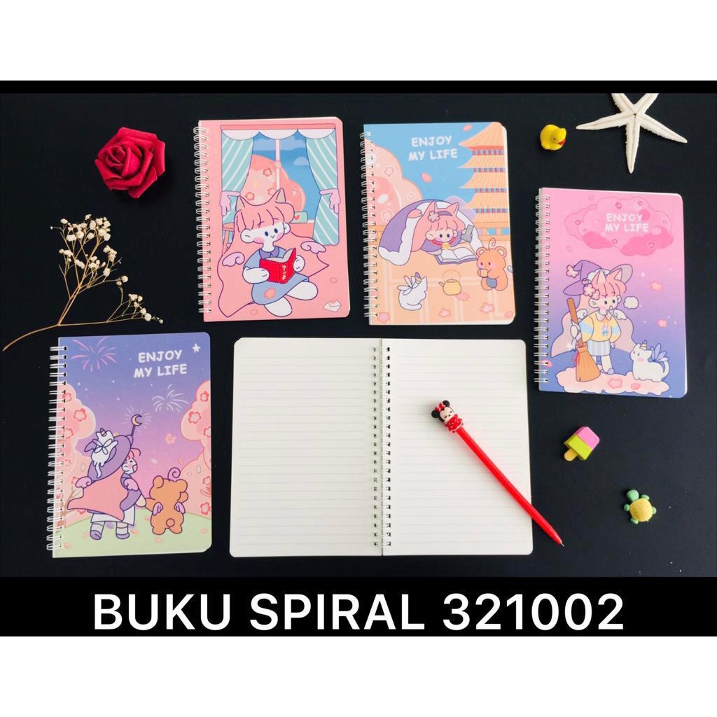 

ROYALE STATIONERY - BUKU DIARY / AGENDA SPIRAL HARD COVER UKURAN A5 KARAKTER ENJOY MY LIFE ISI 96 HALAMAN XQ1002