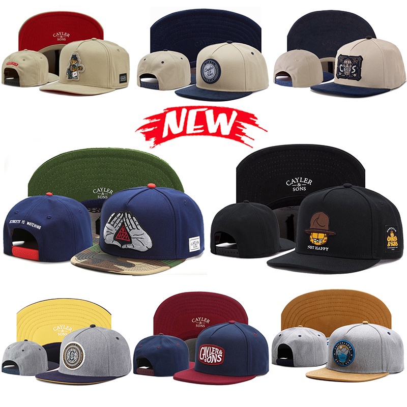 Kualitas Tinggi Surat Katun Bordir Datar Brim Topi Hip Hop Belakang Tombol Topi Unisex Serbaguna Tren Pria Keren Topi Adjustable Snap Cap