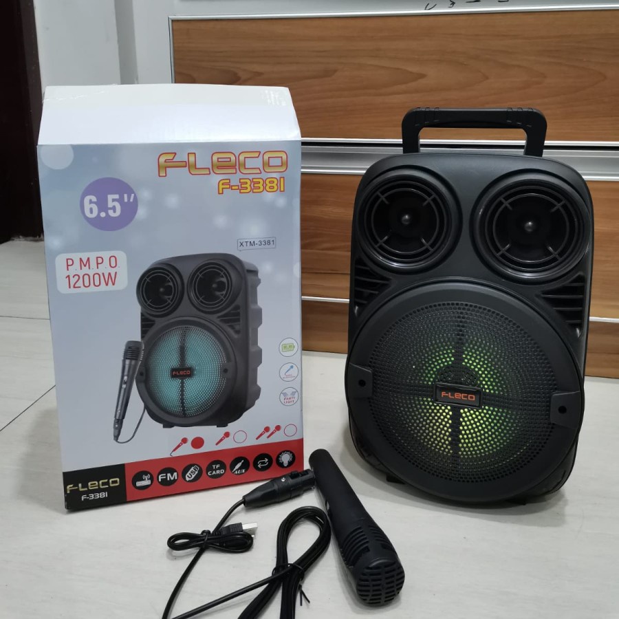 COD Speaker Bluetooth Karaoke 6'5 Inch Fleco F-3381 Plus Mic  //Speaker Karaoke Salon Aktif Super Ba