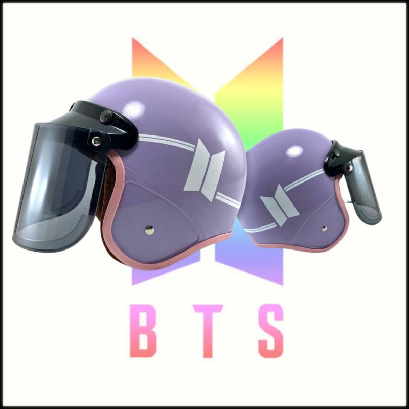Helm Bogo BTS Army Setengah Leher Retro SNI Dewasa Wanita Pria