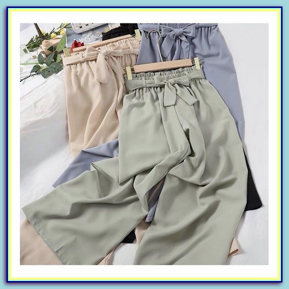 Celana Wanita Sasha Crop Pants Linen Celana Korean Style Baggy Pants Jumbo Kekinian Celana Kulot 7/8