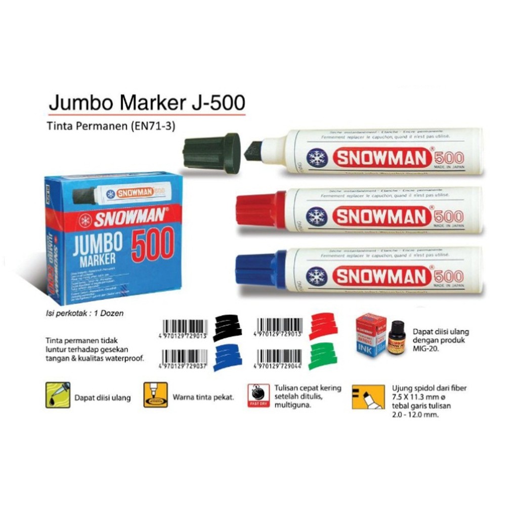 

Spidol Permanent Snowman Jumbo Marker 500