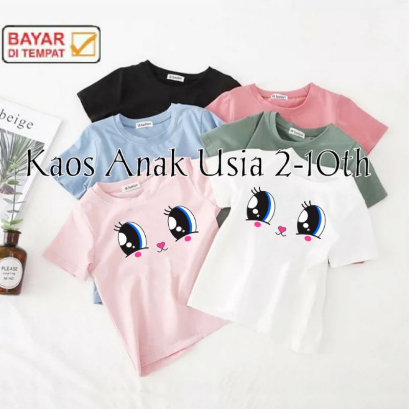 Baju Anak Cewek Mata Barbie Kaos Anak Unisex Untuk Anak Usia 2 Sampai 10 tahun Baju Ank Murah