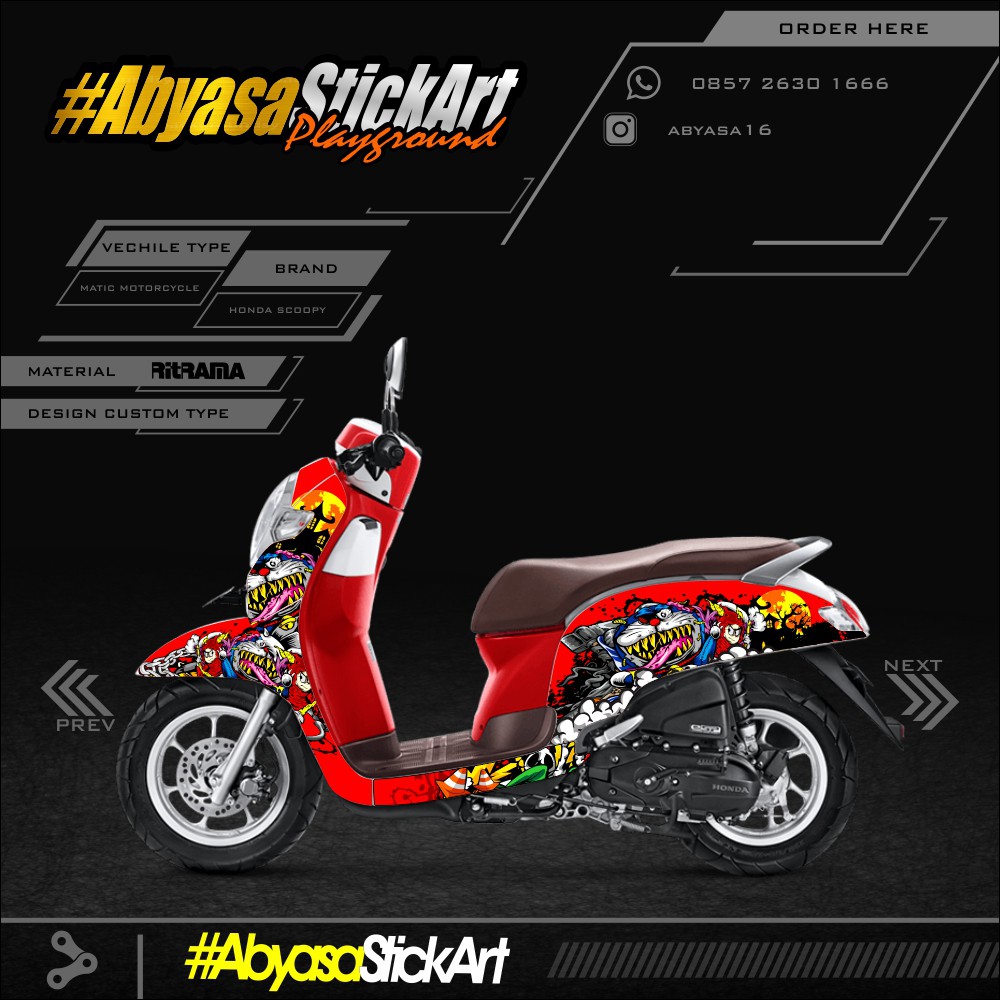 DECAL 3D HONDA SCOOPY - DORAEMON ZOMBIE