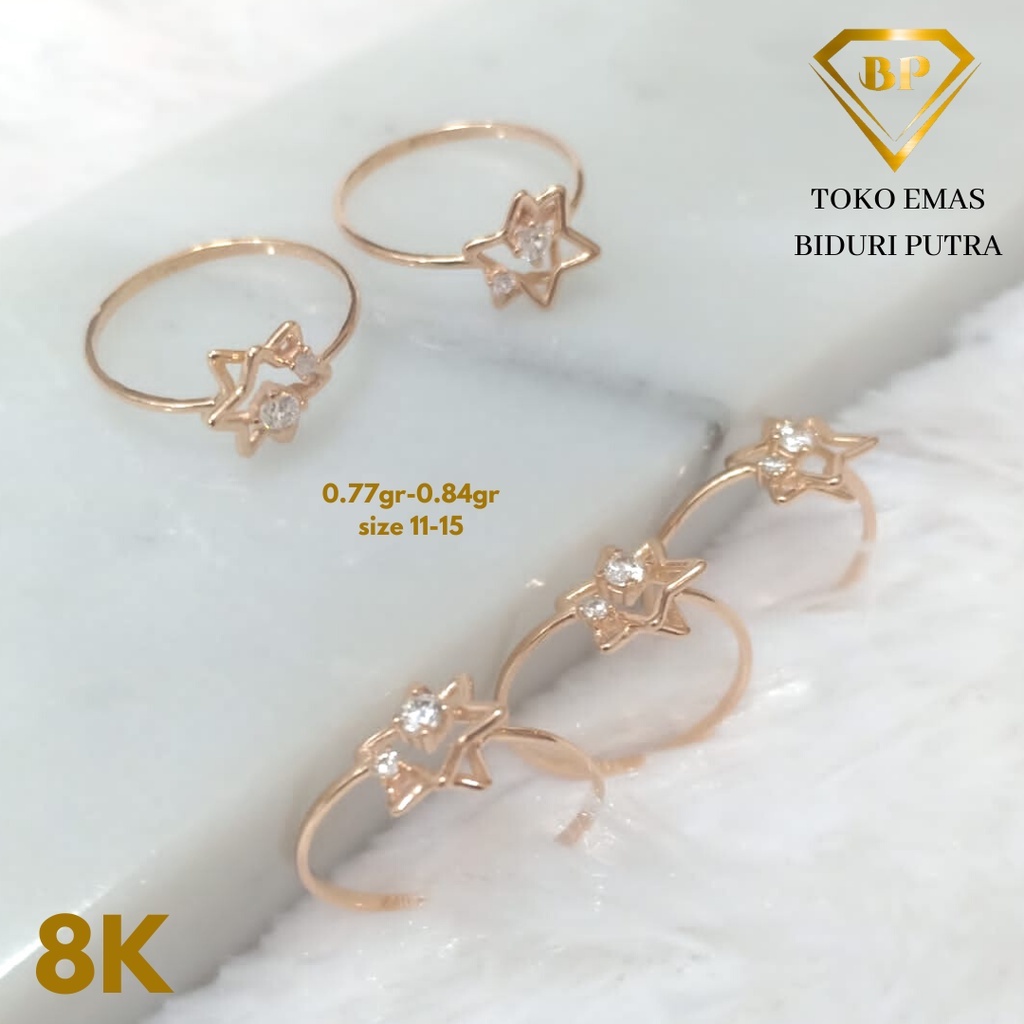 CINCIN BINTANG EMAS ASLI KADAR 8K/375 toko emas biduri putra