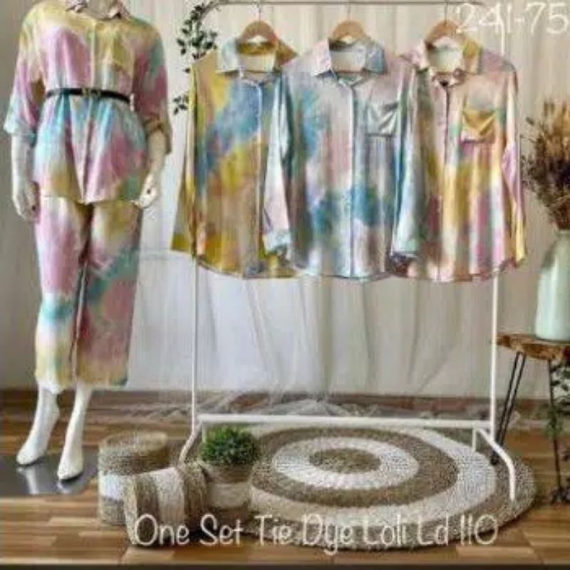 Setcel Rayon Viscose Motif Pelangi Tie Dye