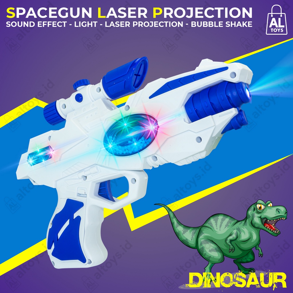 Mainan Pistol Laser Proyektor Dino Lampu dan Sound Effect Space Guns