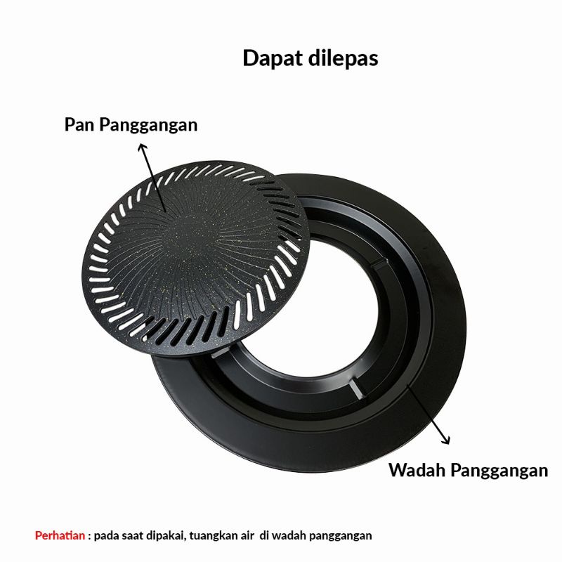 Smokeless BBQ Grill Pan Bulat | Panggangan Portable Serbaguna | Ultra Grill Alat Panggang