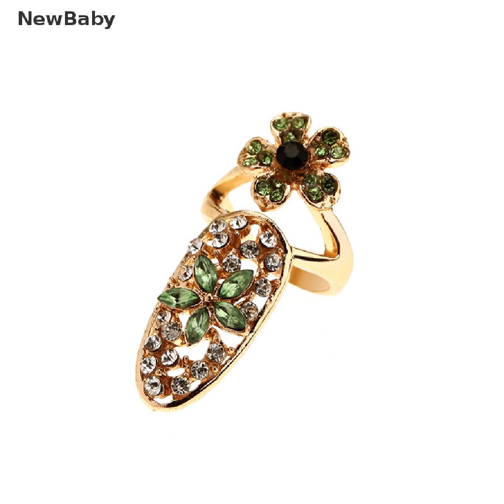 Newbaby Cincin Kuku Desain Mahkotabungapita Hias Kristal Gaya Elegan Menarik Untuk Wanita