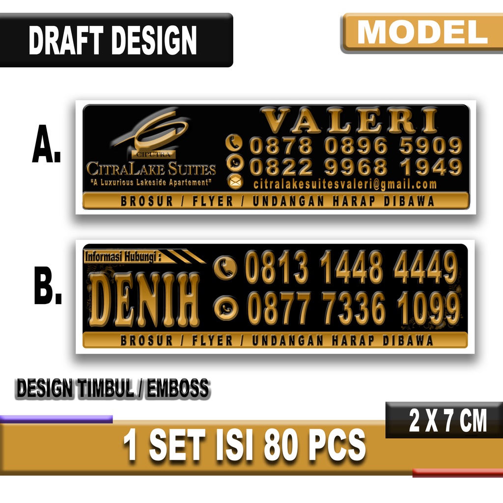 

Isi 80 Pcs Cetak/Custom Sticker Stiker Label Nama Untuk Marketing Sales Property Mobil Termurah
