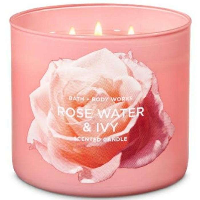 Bath & Body Works BBW Rose Water and Ivy 3-Wick Scented Candle