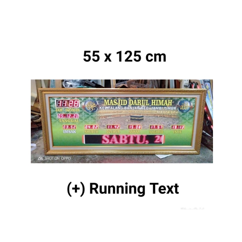 Jam Masjid Digital Waktu Adzan Running Teks Custom Nama 55 x 125 cm