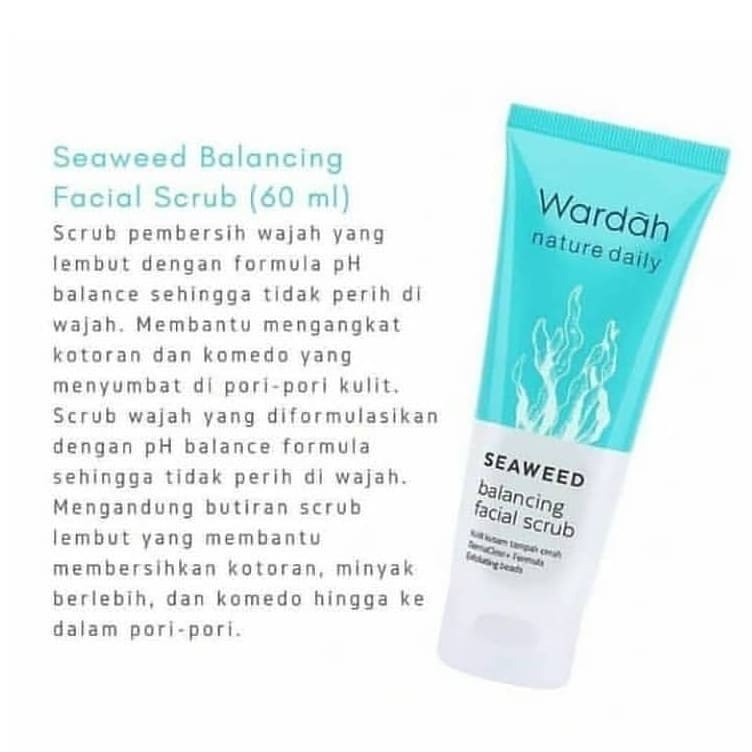 Wardah Nature Daily Seaweed Series Facial Wash Cleanser Scrub Micellar Toner Cream Mask (KIM)
