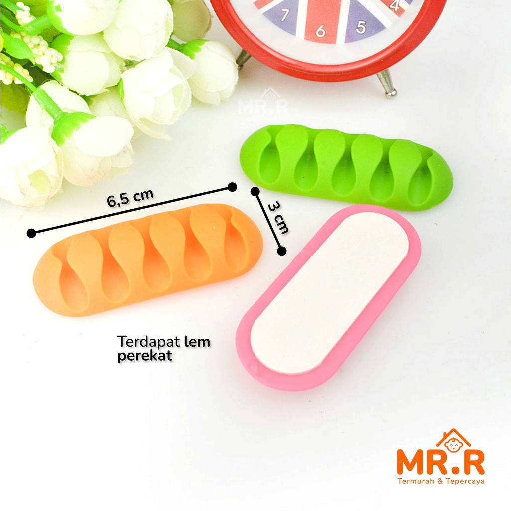 Klip Kabel Organizer Tempel Penjepit Kabel Charger HP USB Headset Earphone Gadget Clip Holder 5 Slot