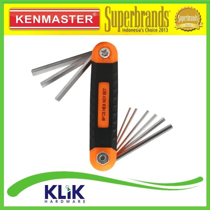 Kenmaster Kunci L Lipat Hexagonal 9 Pcs 1.5 - 6 mm Folding Hex Key