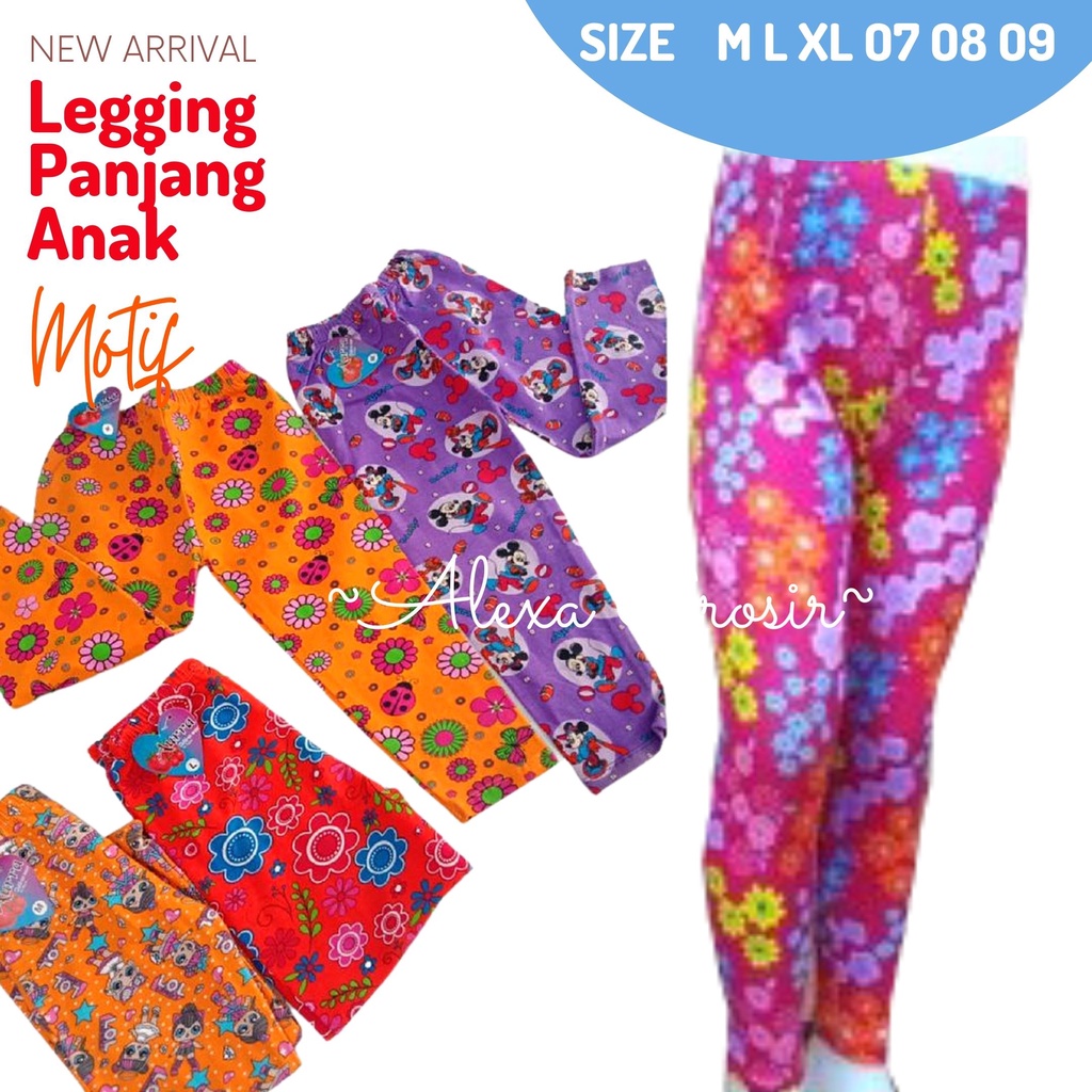 LEGGING ANAK AURA CANTIK MURAH size M 3-4 Tahun -ALEXA