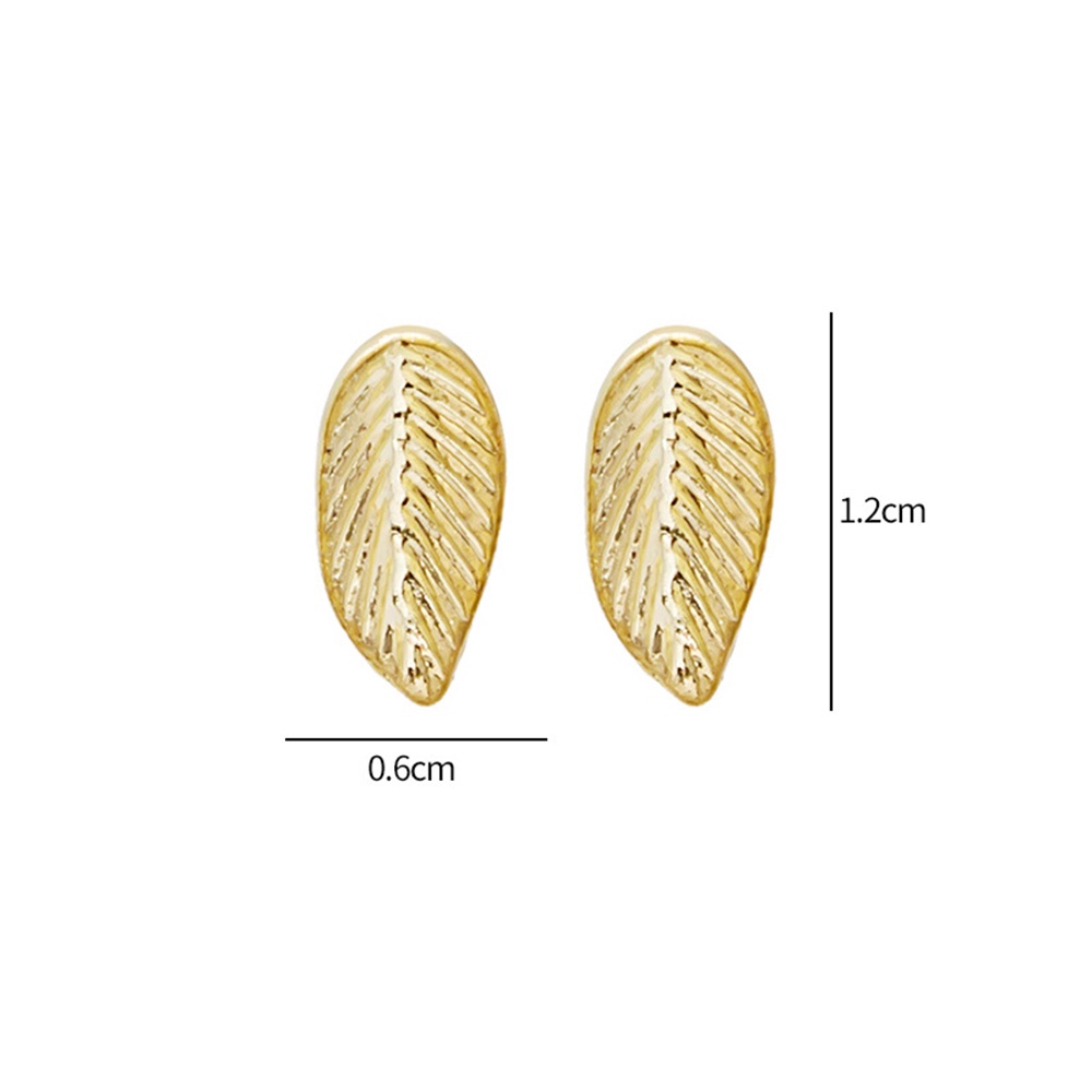 Anting Stud Bentuk Daun Kecil Bahan Logam Lapis Emas Untuk Wanita