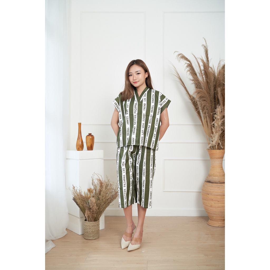 IZANY Piyama Dewasa Kimono Kulot / SET Kimono Kulot V Banyak Motif-LEEVEA ARMY