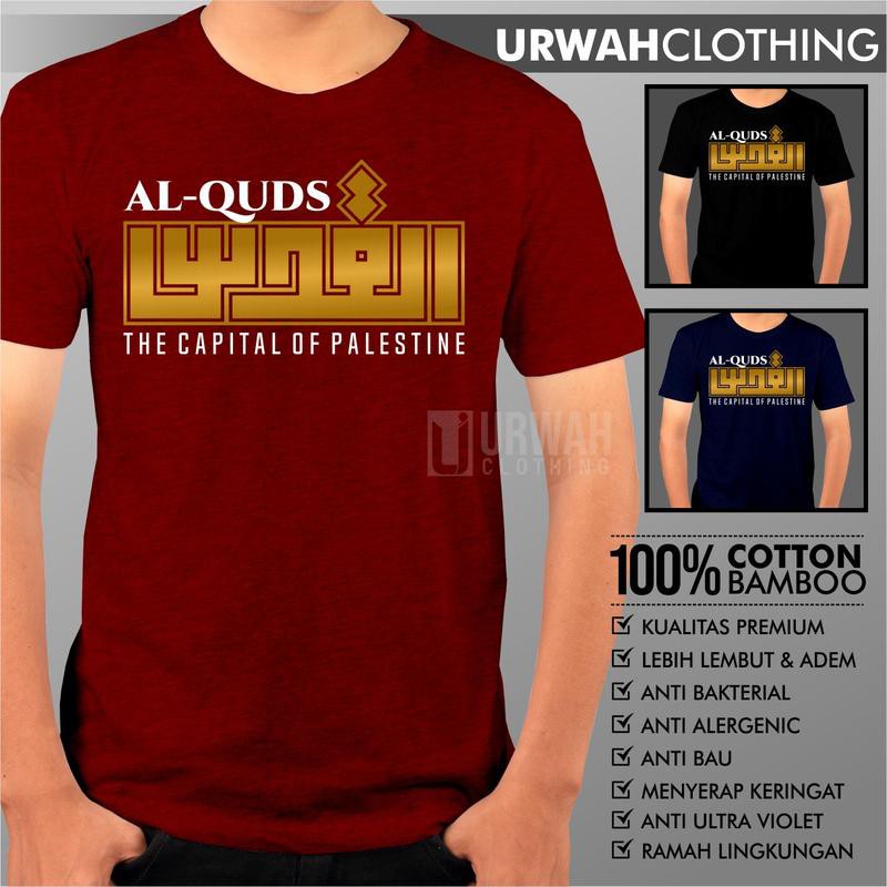 Kaos baju Dakwah Islam Cotton Bamboo Al-quds Alquds Palestine