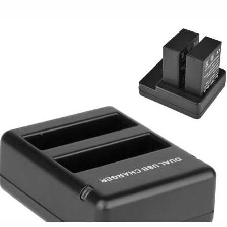 SHOOT Travel Charger Baterai 2 Slot untuk GoPro Hero 4 - AHDBT-401-Hitam